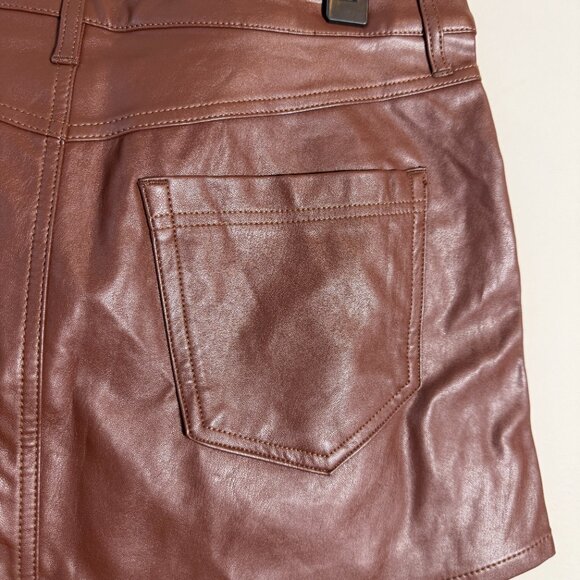 We The Free Free People Wynne Faux Leather Mini Skirt Women's 31 Brown Vegan NWT - Picture 8 of 11